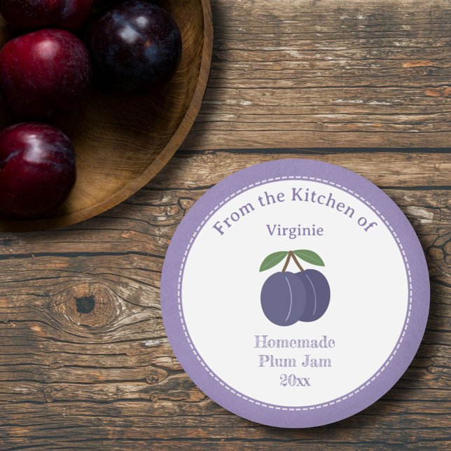 Sticker Étiquette de confiture de prune rustique (Rustic Plum Jam Label Sticker)