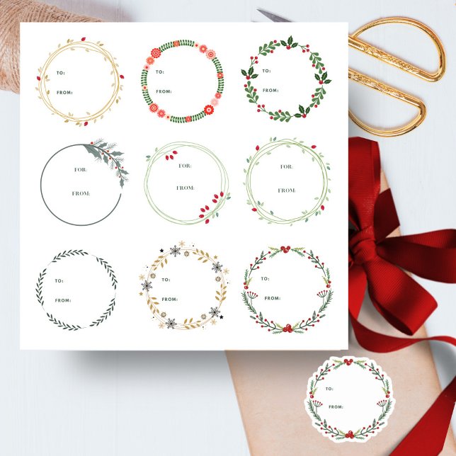 Sticker Étiquette de couronne de Noël 9pc Set (Créateur téléchargé)
