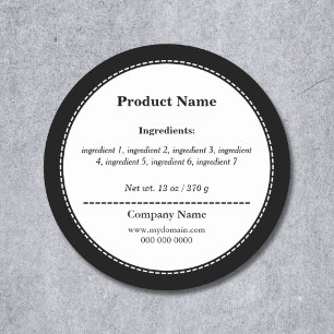Sticker Étiquette de liste d'ingrédients noir et b