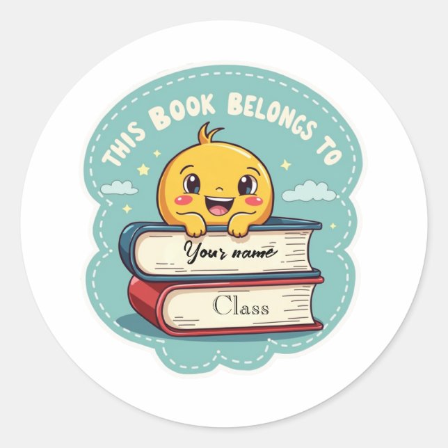Sticker Étiquette de livre scolaire personnalisé (Devant)