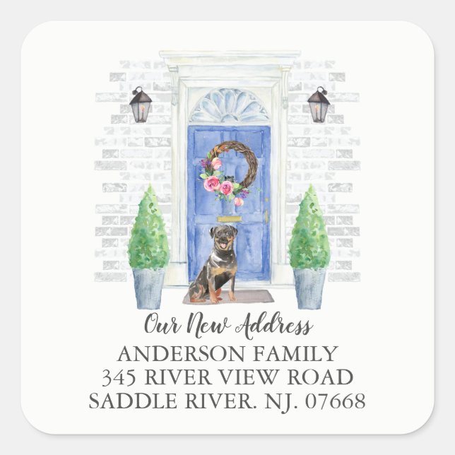 Sticker Étiquette de nouvelle adresse Rottweiler B (Devant)