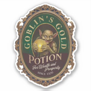 Sticker Étiquette de potion d'or de Goblin