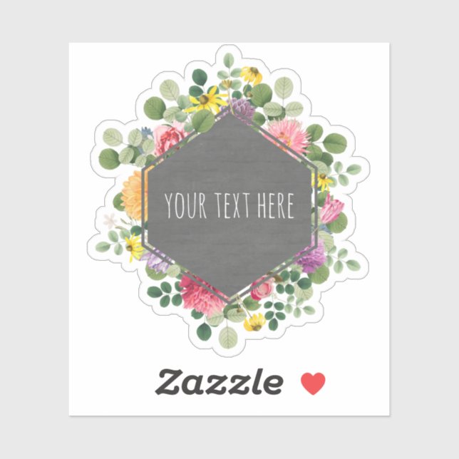 Sticker Étiquette géométrique floral Boho (Feuille)