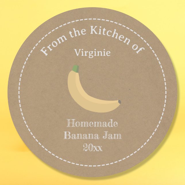 Sticker Étiquette Kraft & Rustic Banana (Kraft & Rustic Banana Jam Label Sticker)