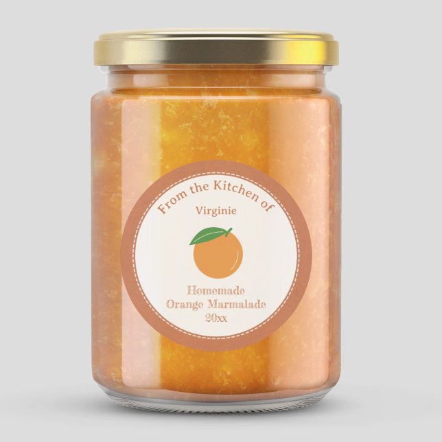 Sticker Étiquette Kraft & Rustic Orange (Rustic Orange Marmalade Label Sticker)