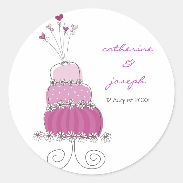 Sticker Étiquette Mariage de gâteau Magenta (Devant)