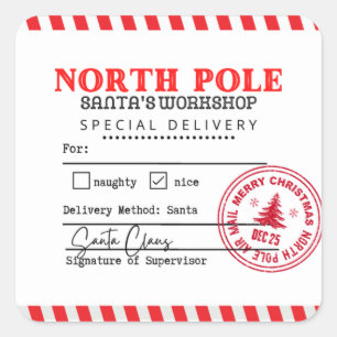 Sticker Étiquette North Pole Père Noël Workshop Li