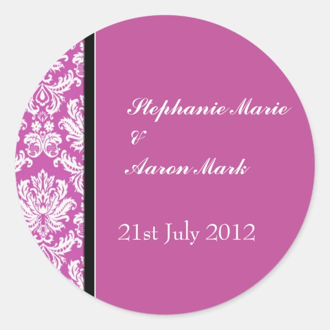 Sticker Étiquette Plum Classic Mariage damassé (Devant)