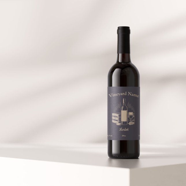Sticker Étiquette pour bouteille de vin noir et or (Black & Gold Wine Bottle Label Sticker)
