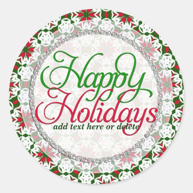 Sticker étiquette Red Star Ribbon Happy Holidays (Devant)