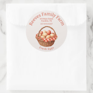 Sticker Étiquette rond du panier d'oeufs