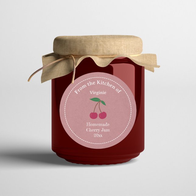 Sticker Étiquette Rustique Cherry Jam (Rustic Cherry Jam Label Sticker)