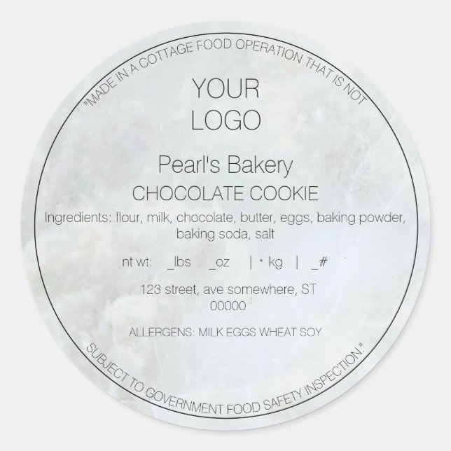 Sticker Étiquette simple en marbre (Devant)