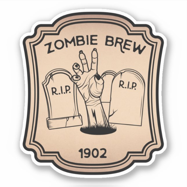 Sticker Étiquette Vintage de potion de brasse Zomb (Devant)