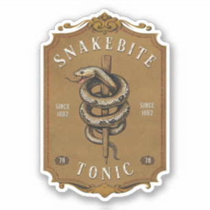 Sticker Étiquette Vintage Snakebite Tonic