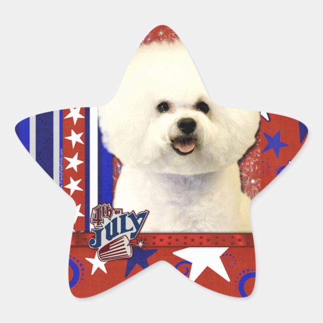 Sticker Étoile 4 juillet pétard - Bichon Frise (Devant)