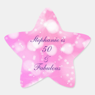 Sticker Étoile 50 Et Fabuleux Anniversaire Rose Rose Purple Glitt