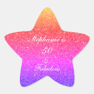 Sticker Étoile 50 Et Fabuleux Anniversaire rose violet Parties sc