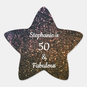 Sticker Étoile 50 Et Fabulous Birthday Gold Parties scintillant O