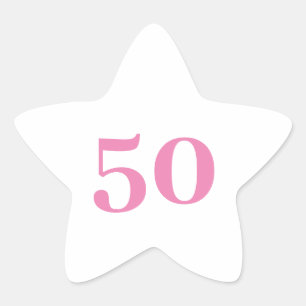 Sticker Étoile 50e Anniversaire rose sur mesure Numéro d'âge Cinq