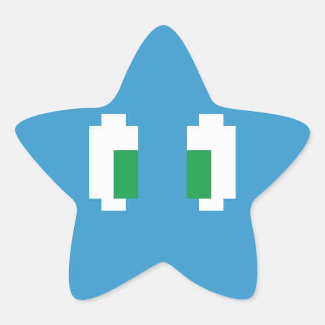 Sticker Étoile 8 Bits Pixel Manga Yeux verts (Devant)