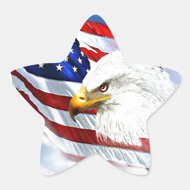 Sticker Étoile Aigle et drapeau américain (Devant)