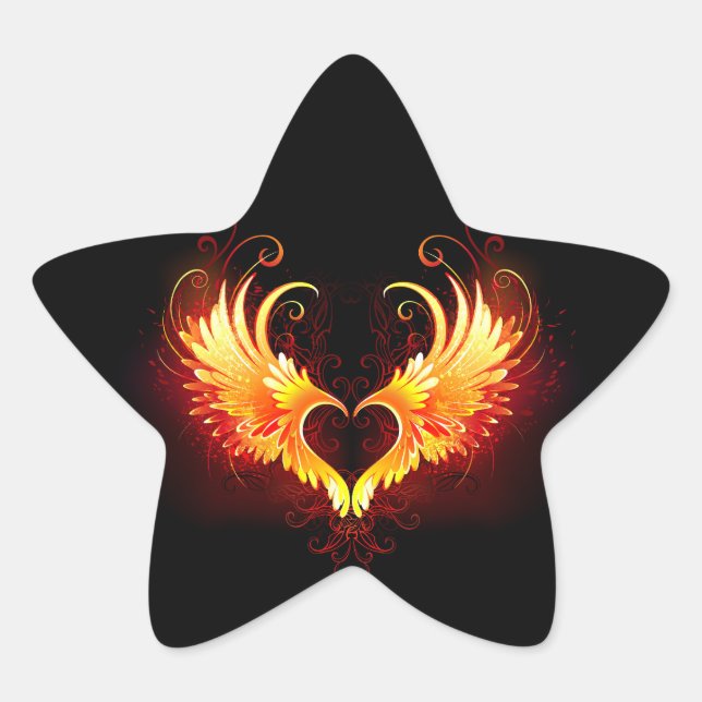 Sticker Étoile Angel Fire Heart with Wings (Devant)
