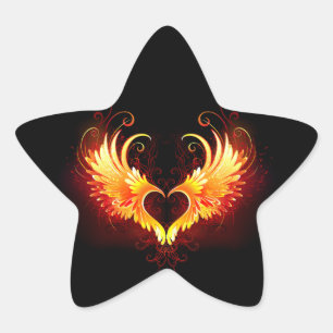 Sticker Étoile Angel Fire Heart with Wings
