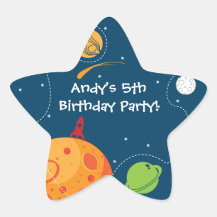 Sticker Étoile Anniversaire de l'astronaute spatial Favoriser l'a