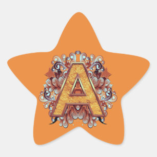 Sticker Étoile Anniversaire - Monogramme majuscule -lettre A