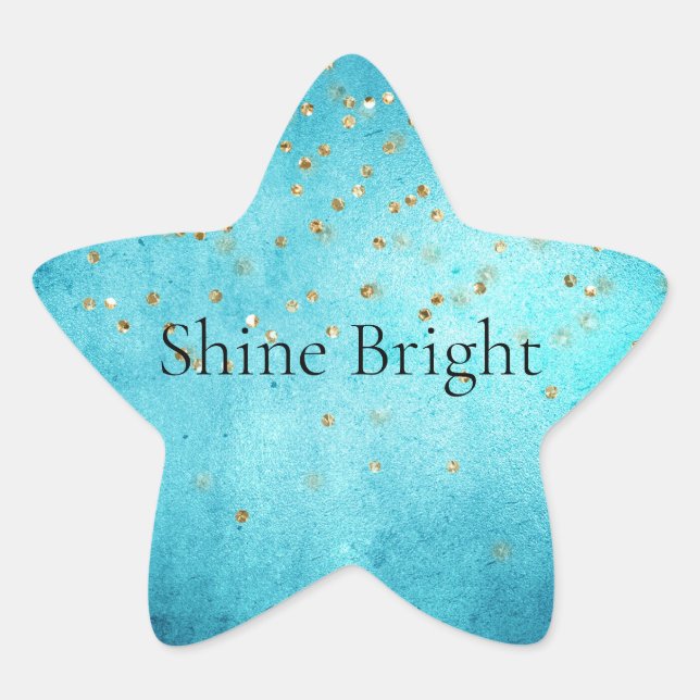 Sticker Étoile Aqua Blue Gold Glitzy Confetti Sparkle (Devant)