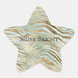 Sticker Étoile Aqua Mint Gold Glitz Sparkle Zebra Print