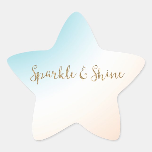 Sticker Étoile Aqua Peach White Ombre Gold Parties scintillant Sp (Devant)