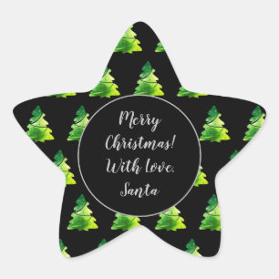 Sticker Étoile Arbre de Noël noir et vert Motif moderne