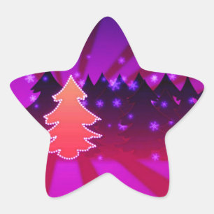 Sticker Étoile Arbres de Noël Tons de pourpre