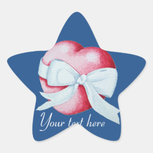 Sticker Étoile arc blanc romantique noué autour du coeur rouge