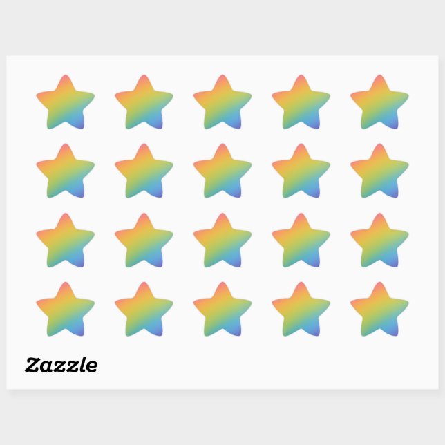 Sticker Étoile Arc-en-ciel teintes moyennes (Feuille)