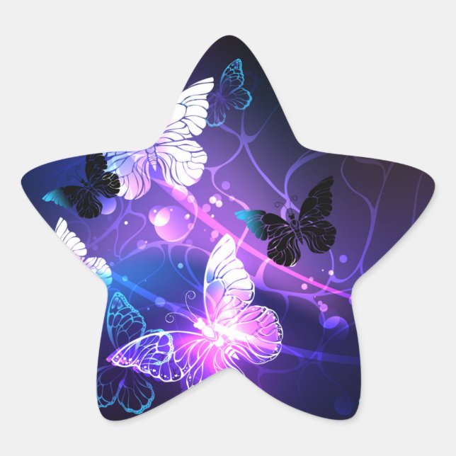 Sticker Étoile Arrière - plan avec papillons de nuit (Devant)
