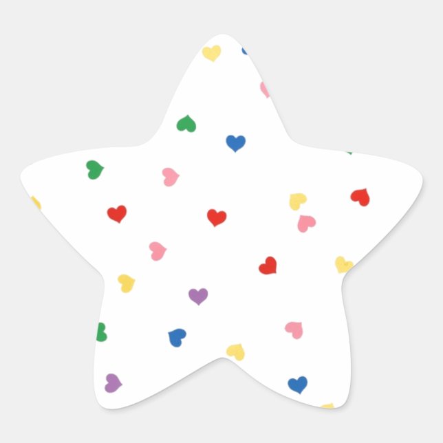 Sticker Étoile avec de petits coeurs (Devant)