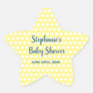 Sticker Étoile Baby shower garçon Pois jaune bleu  garçon