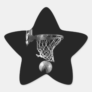 Sticker Étoile Basket-ball noir et blanc