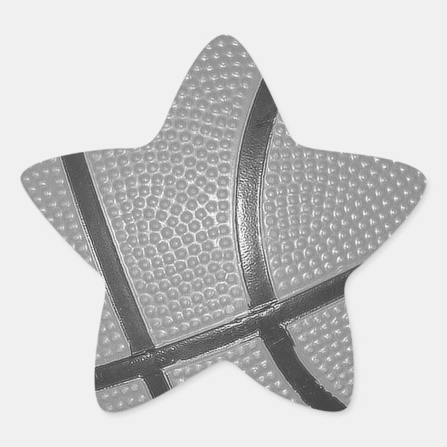 Sticker Étoile Basket-ball noir et blanc (Devant)