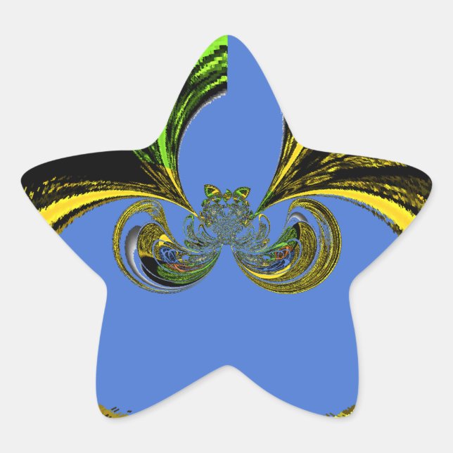 Sticker Étoile Beau Beau Art Sud-Africain Jaune et Bleu (Devant)