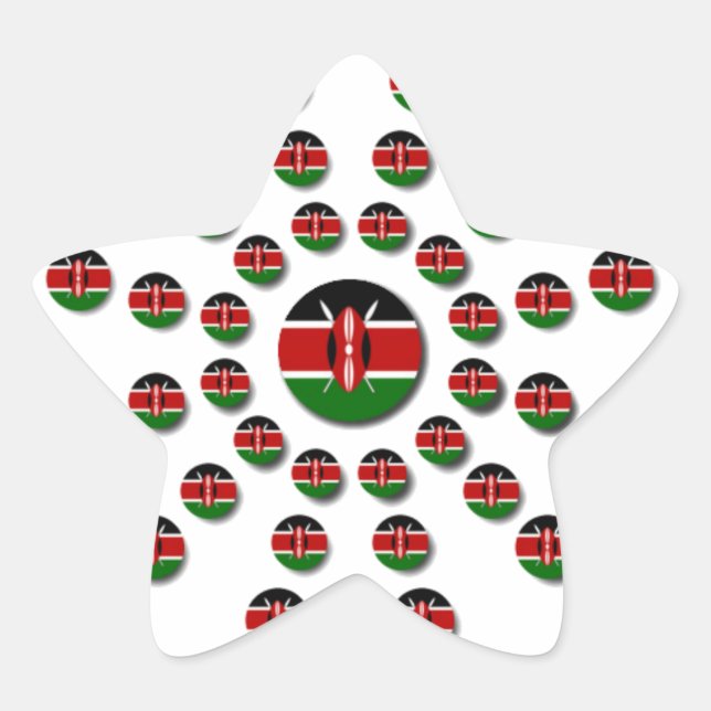 Sticker Étoile Beau Drapeau circulaire kenyan : Un design radial (Devant)