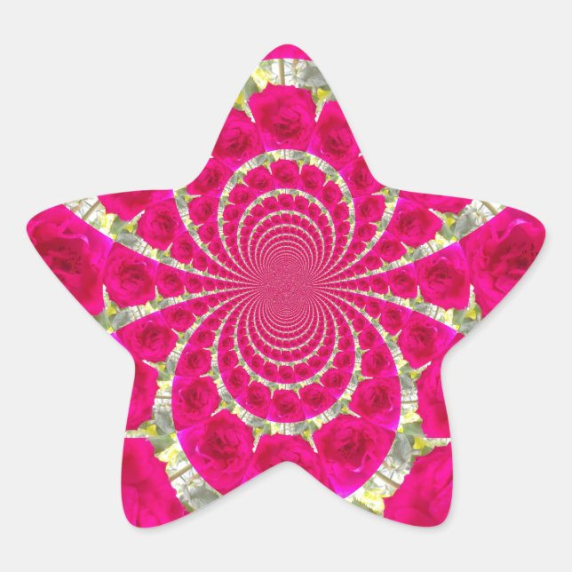 Sticker Étoile Beau Extraordinaire Roses rouges Motif Kaleidoscop (Devant)