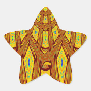 Sticker Étoile Beau Golden Brown Africain Tribal Imprimé vecteur