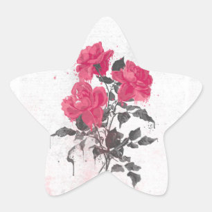 Sticker Étoile Belle aquarelle vintage tendance roses