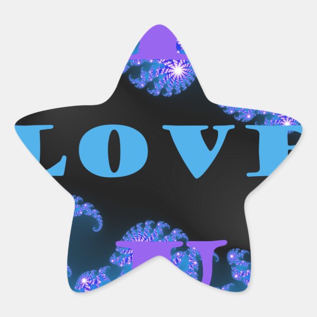 Sticker Étoile Belle Galactique Blue Love Texte Motif Design, (Devant)