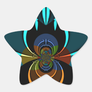 Sticker Étoile Belle impression Cyan Abstrait Art