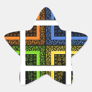 Sticker Étoile Belles bandes géométriques à damiers colorées